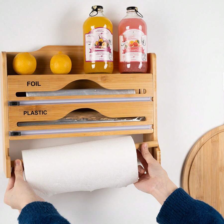 Porte-papier 4 en 1 en bambou