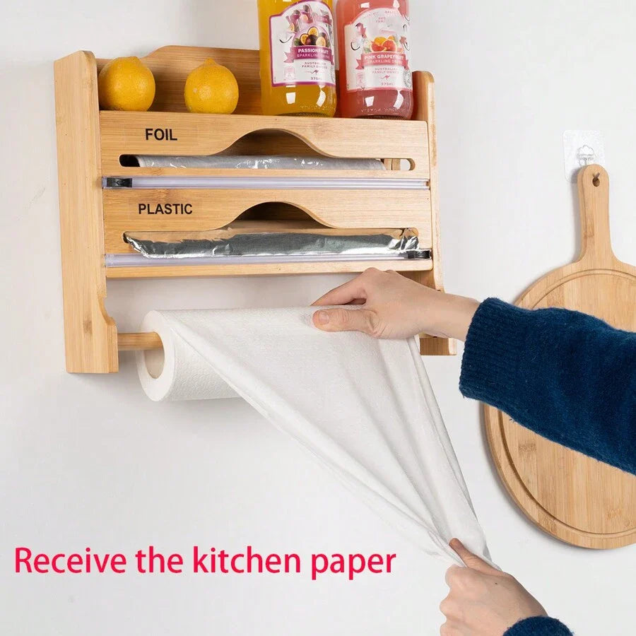 Porte-papier 4 en 1 en bambou