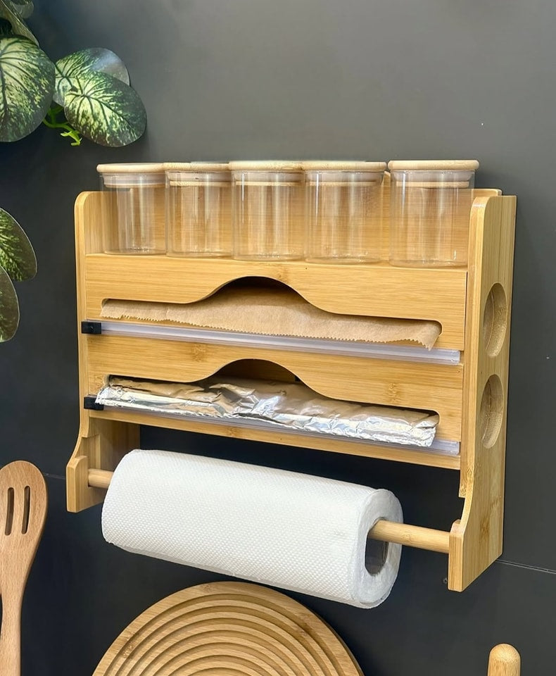 Porte-papier 4 en 1 en bambou