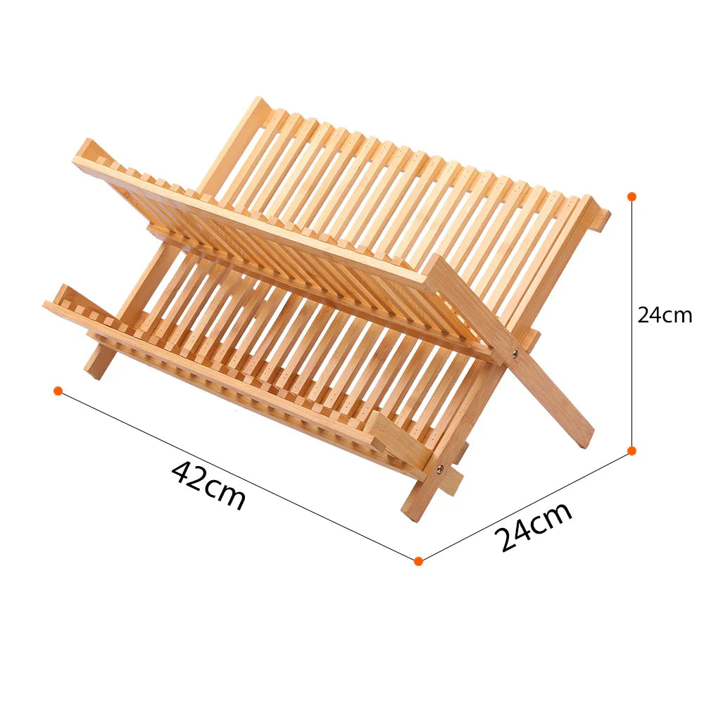 Séchoir à vaisselle pliant en bambou