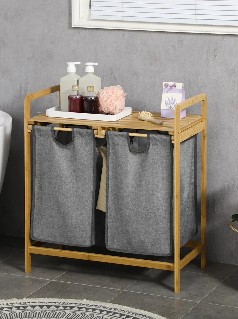 Panier à linge en bambou - Gris
