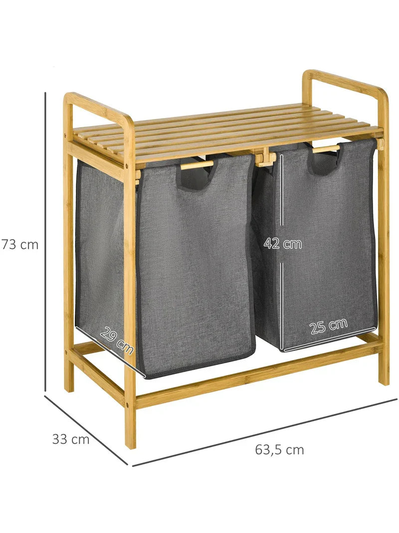 Panier à linge en bambou - Gris