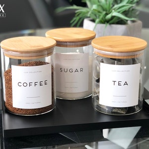 Pots à herbes et épices ronde en verre et bambou - 200 ml.
