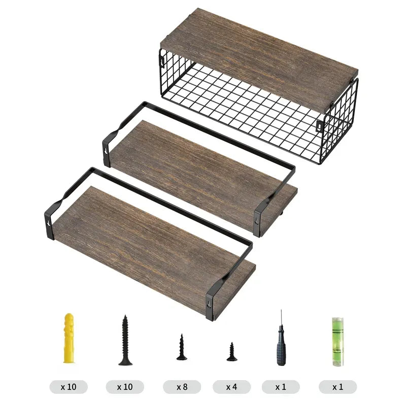 Ensemble de 3 étagères flottantes rustiques