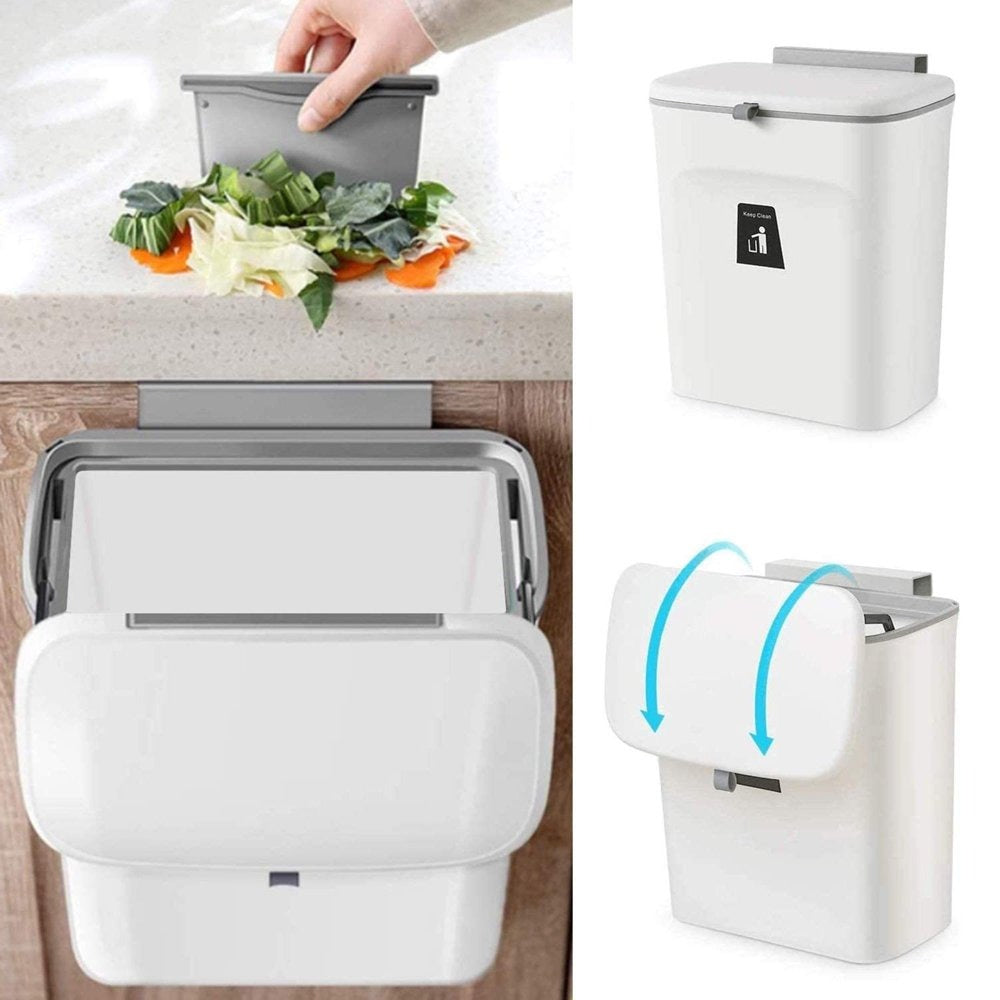 Poubelle de cuisine murale avec couvercle double ouverture