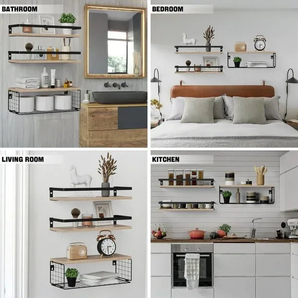 Ensemble de 3 étagères flottantes rustiques