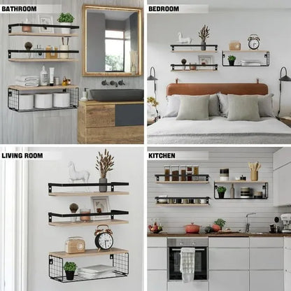 Ensemble de 3 étagères flottantes rustiques