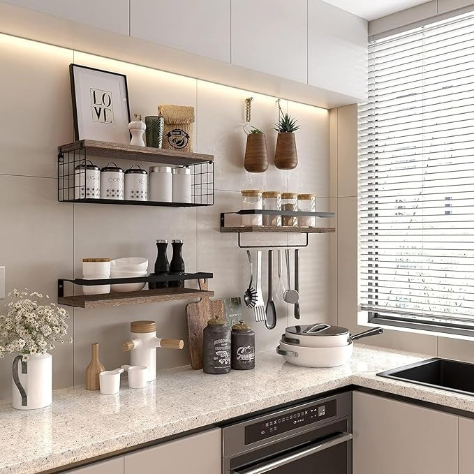 Ensemble de 3 étagères flottantes rustiques