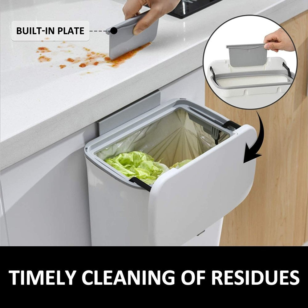 Poubelle de cuisine murale avec couvercle double ouverture