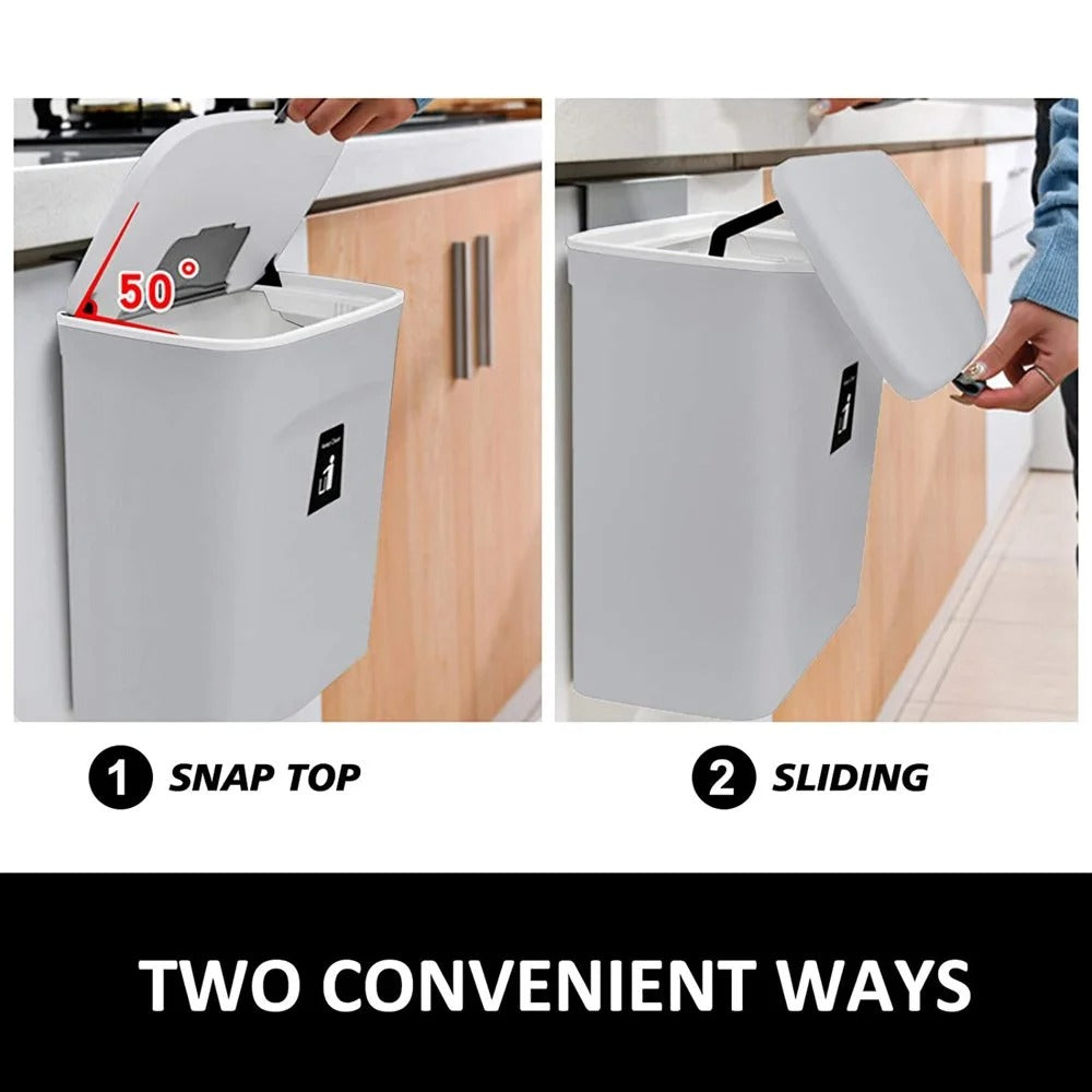 Poubelle de cuisine murale avec couvercle double ouverture