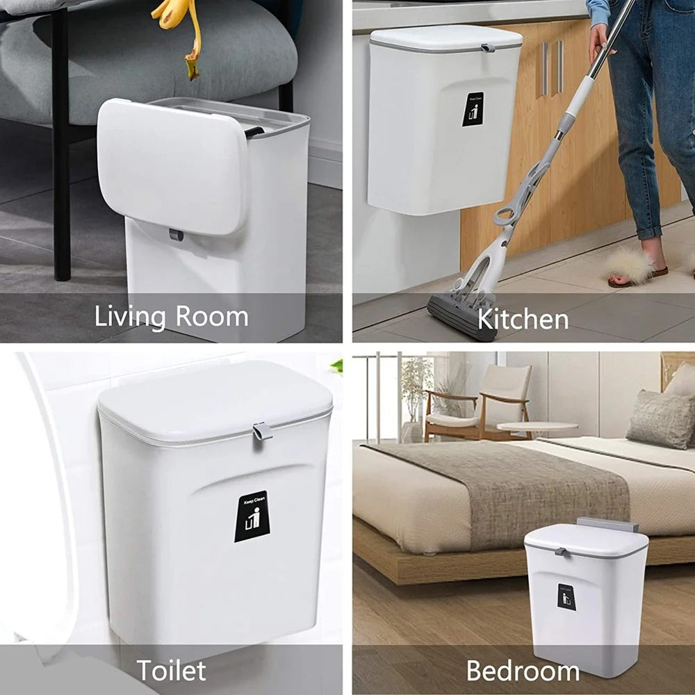 Poubelle de cuisine murale avec couvercle double ouverture